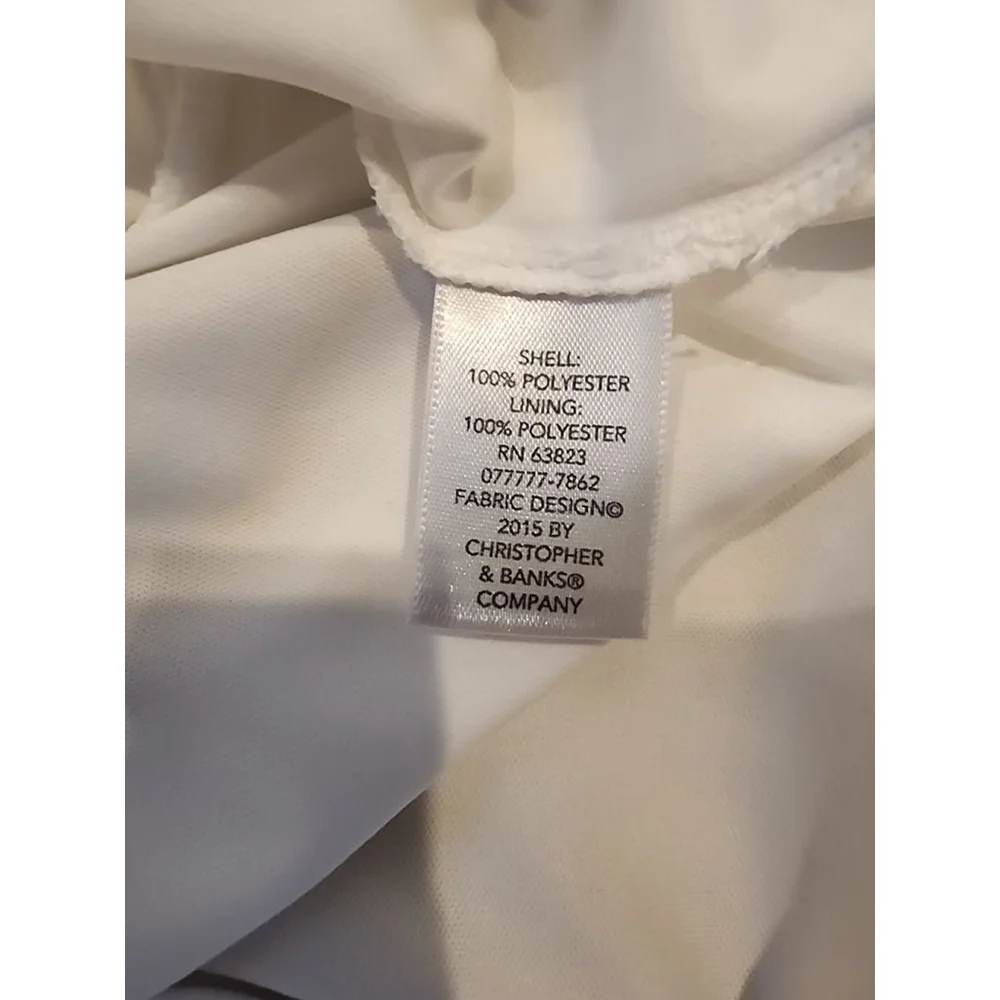 Women's Christopher & Banks Blouse L White Orange Plaid - Picture 3 of 4